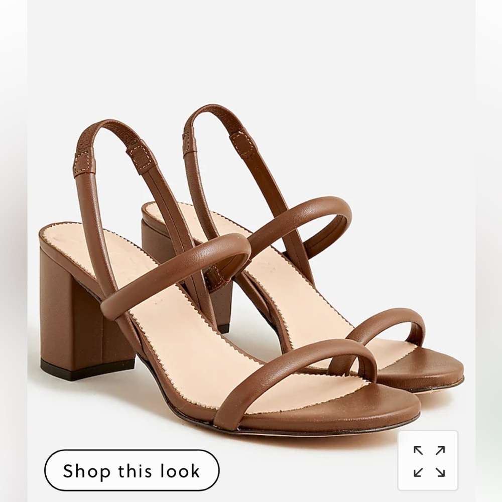 NIB J.Crew Lucie slingback block-heel sandals in leather brown BE786